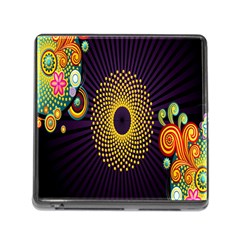Polka Dot Circle Leaf Flower Floral Yellow Purple Red Star Memory Card Reader (square) by Mariart