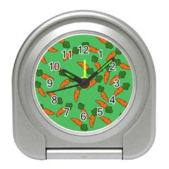 Carrot Pattern Travel Alarm Clocks by Valentinaart