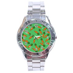 Carrot Pattern Stainless Steel Analogue Watch