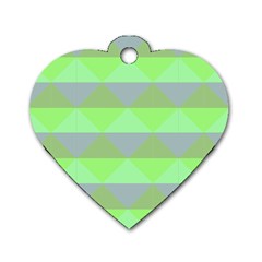 Squares Triangel Green Yellow Blue Dog Tag Heart (two Sides)