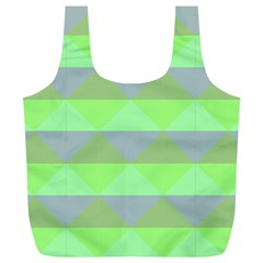 Squares Triangel Green Yellow Blue Full Print Recycle Bags (l)  by Mariart