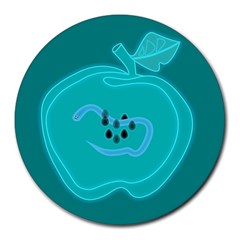 Xray Worms Fruit Apples Blue Round Mousepads by Mariart