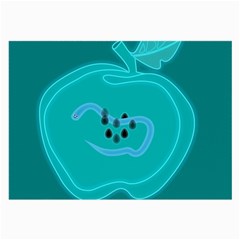 Xray Worms Fruit Apples Blue Large Glasses Cloth (2-side) by Mariart