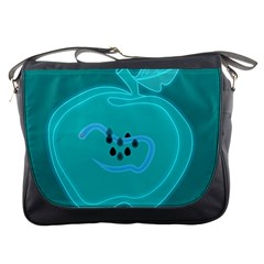 Xray Worms Fruit Apples Blue Messenger Bags by Mariart