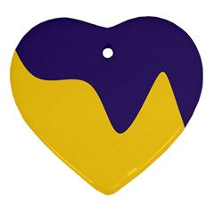 Purple Yellow Wave Ornament (heart) by Mariart