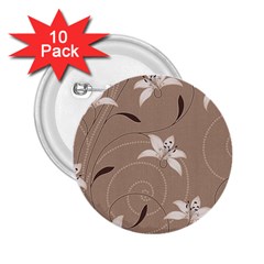 Star Flower Floral Grey Leaf 2 25  Buttons (10 Pack) 