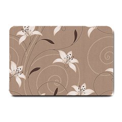 Star Flower Floral Grey Leaf Small Doormat  by Mariart