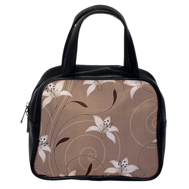 Star Flower Floral Grey Leaf Classic Handbags (One Side)