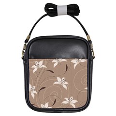 Star Flower Floral Grey Leaf Girls Sling Bags by Mariart