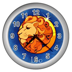 Zodiac Leo Wall Clocks (silver) 