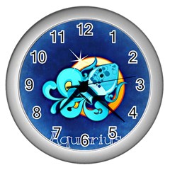 Zodiac Aquarius Wall Clocks (silver) 