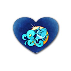 Zodiac Aquarius Heart Coaster (4 Pack)  by Mariart