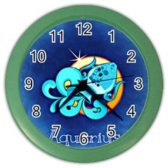 Zodiac Aquarius Color Wall Clocks by Mariart