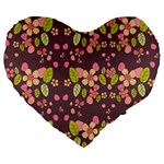 Floral pattern Large 19  Premium Heart Shape Cushions Front