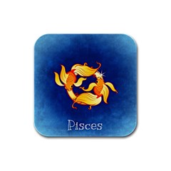 Zodiac Pisces Rubber Square Coaster (4 Pack)  by Mariart