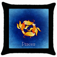 Zodiac Pisces Throw Pillow Case (black) by Mariart