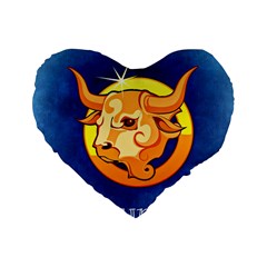 Zodiac Taurus Standard 16  Premium Flano Heart Shape Cushions by Mariart