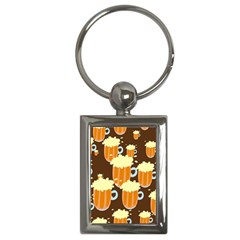 A Fun Cartoon Frothy Beer Tiling Pattern Key Chains (rectangle)  by Nexatart