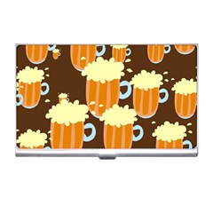 A Fun Cartoon Frothy Beer Tiling Pattern Business Card Holders by Nexatart