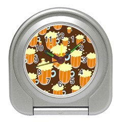 A Fun Cartoon Frothy Beer Tiling Pattern Travel Alarm Clocks by Nexatart