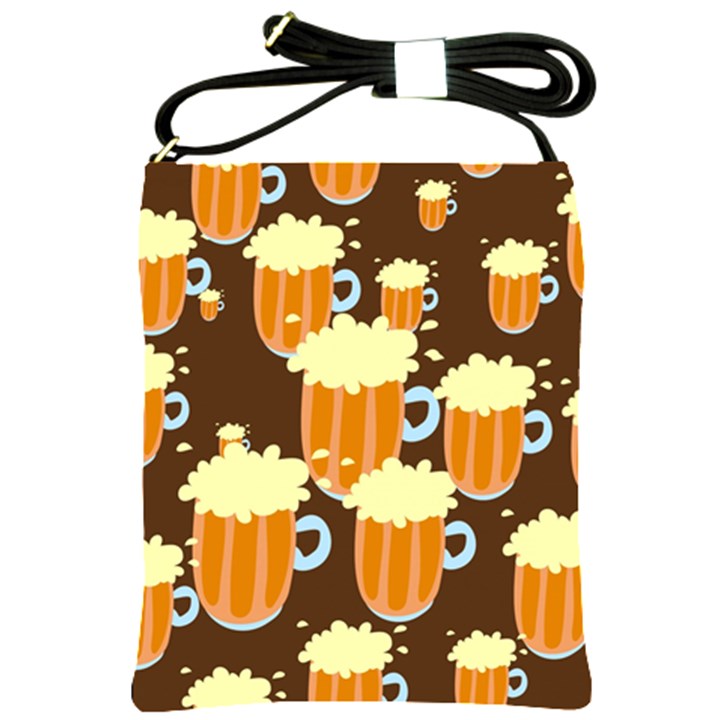 A Fun Cartoon Frothy Beer Tiling Pattern Shoulder Sling Bags