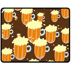A Fun Cartoon Frothy Beer Tiling Pattern Double Sided Fleece Blanket (medium)  by Nexatart