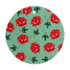 Red Floral Roses Pattern Wallpaper Background Seamless Illustration Ornament (Round)