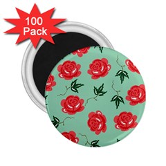 Red Floral Roses Pattern Wallpaper Background Seamless Illustration 2.25  Magnets (100 pack) 