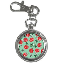 Red Floral Roses Pattern Wallpaper Background Seamless Illustration Key Chain Watches