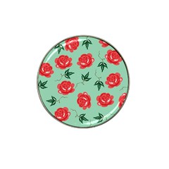 Red Floral Roses Pattern Wallpaper Background Seamless Illustration Hat Clip Ball Marker (10 pack)