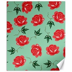 Red Floral Roses Pattern Wallpaper Background Seamless Illustration Canvas 8  x 10 