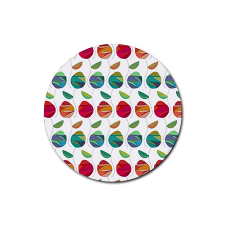 Watercolor Floral Roses Pattern Rubber Coaster (Round) 