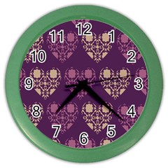 Purple Hearts Seamless Pattern Color Wall Clocks by Nexatart