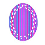 Blue And Pink Stripes Ornament (Oval Filigree) Front