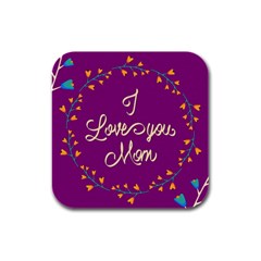 Happy Mothers Day Celebration I Love You Mom Rubber Square Coaster (4 Pack) 