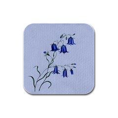 Floral Blue Bluebell Flowers Watercolor Painting Rubber Square Coaster (4 Pack)  by Nexatart