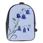 Floral Blue Bluebell Flowers Watercolor Painting School Bags (XL)  Front