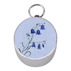 Floral Blue Bluebell Flowers Watercolor Painting Mini Silver Compasses by Nexatart