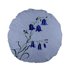 Floral Blue Bluebell Flowers Watercolor Painting Standard 15  Premium Flano Round Cushions