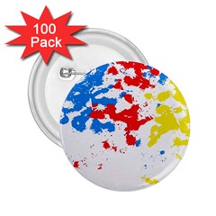 Paint Splatter Digitally Created Blue Red And Yellow Splattering Of Paint On A White Background 2.25  Buttons (100 pack) 