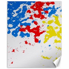 Paint Splatter Digitally Created Blue Red And Yellow Splattering Of Paint On A White Background Canvas 16  X 20  