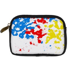 Paint Splatter Digitally Created Blue Red And Yellow Splattering Of Paint On A White Background Digital Camera Cases