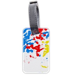 Paint Splatter Digitally Created Blue Red And Yellow Splattering Of Paint On A White Background Luggage Tags (Two Sides)