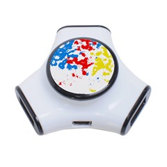 Paint Splatter Digitally Created Blue Red And Yellow Splattering Of Paint On A White Background 3-Port USB Hub