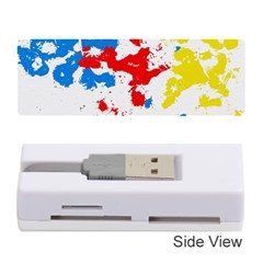 Paint Splatter Digitally Created Blue Red And Yellow Splattering Of Paint On A White Background Memory Card Reader (Stick) 