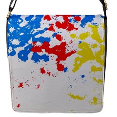 Paint Splatter Digitally Created Blue Red And Yellow Splattering Of Paint On A White Background Flap Messenger Bag (s) by Nexatart