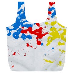 Paint Splatter Digitally Created Blue Red And Yellow Splattering Of Paint On A White Background Full Print Recycle Bags (L) 