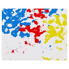 Paint Splatter Digitally Created Blue Red And Yellow Splattering Of Paint On A White Background Double Sided Flano Blanket (Medium) 