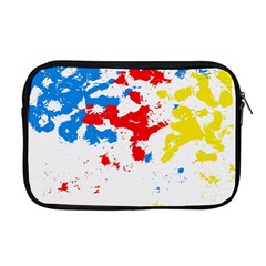 Paint Splatter Digitally Created Blue Red And Yellow Splattering Of Paint On A White Background Apple MacBook Pro 17  Zipper Case