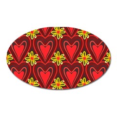 Digitally Created Seamless Love Heart Pattern Oval Magnet